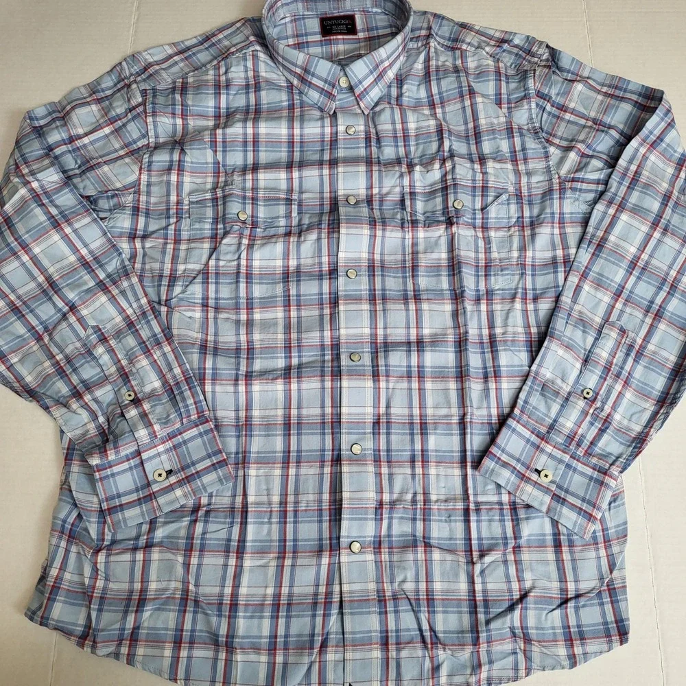 UNTUCKit Muller Mens XX‎ Large Blue Red Plaid Long Sleeve Button Down Shirt NWT